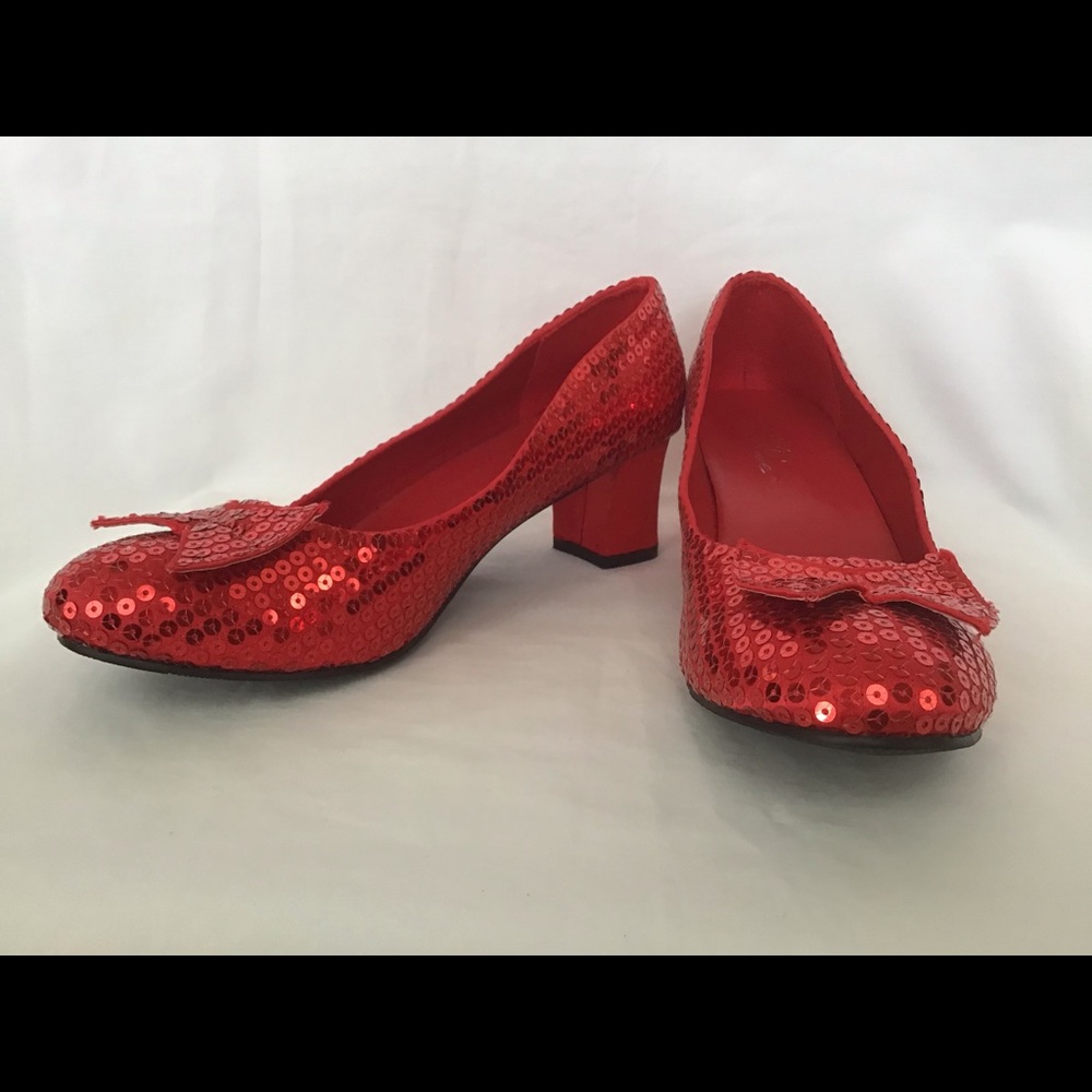 Ellie Shoes Dorothy Ruby Red Slippers Sequins 2"